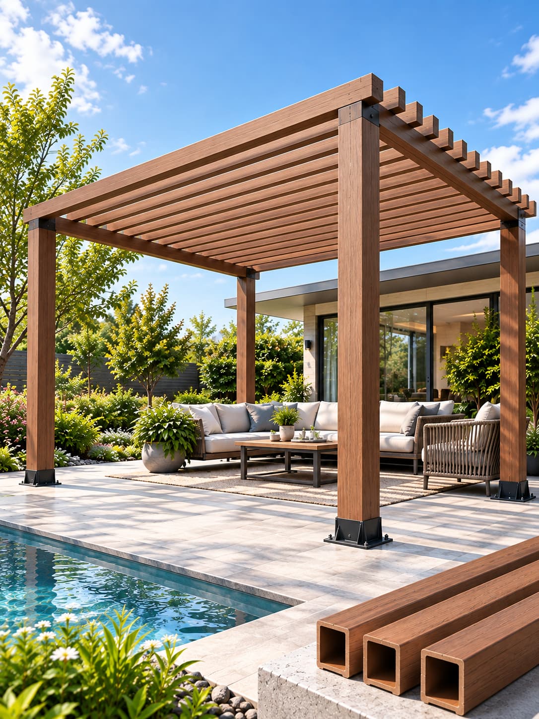 คู่มือโครงสร้าง WPC Pergola: ขีดจำกัดของช่วง การออกแบบเฟรมย่อย และการเปรียบเทียบวัสดุ