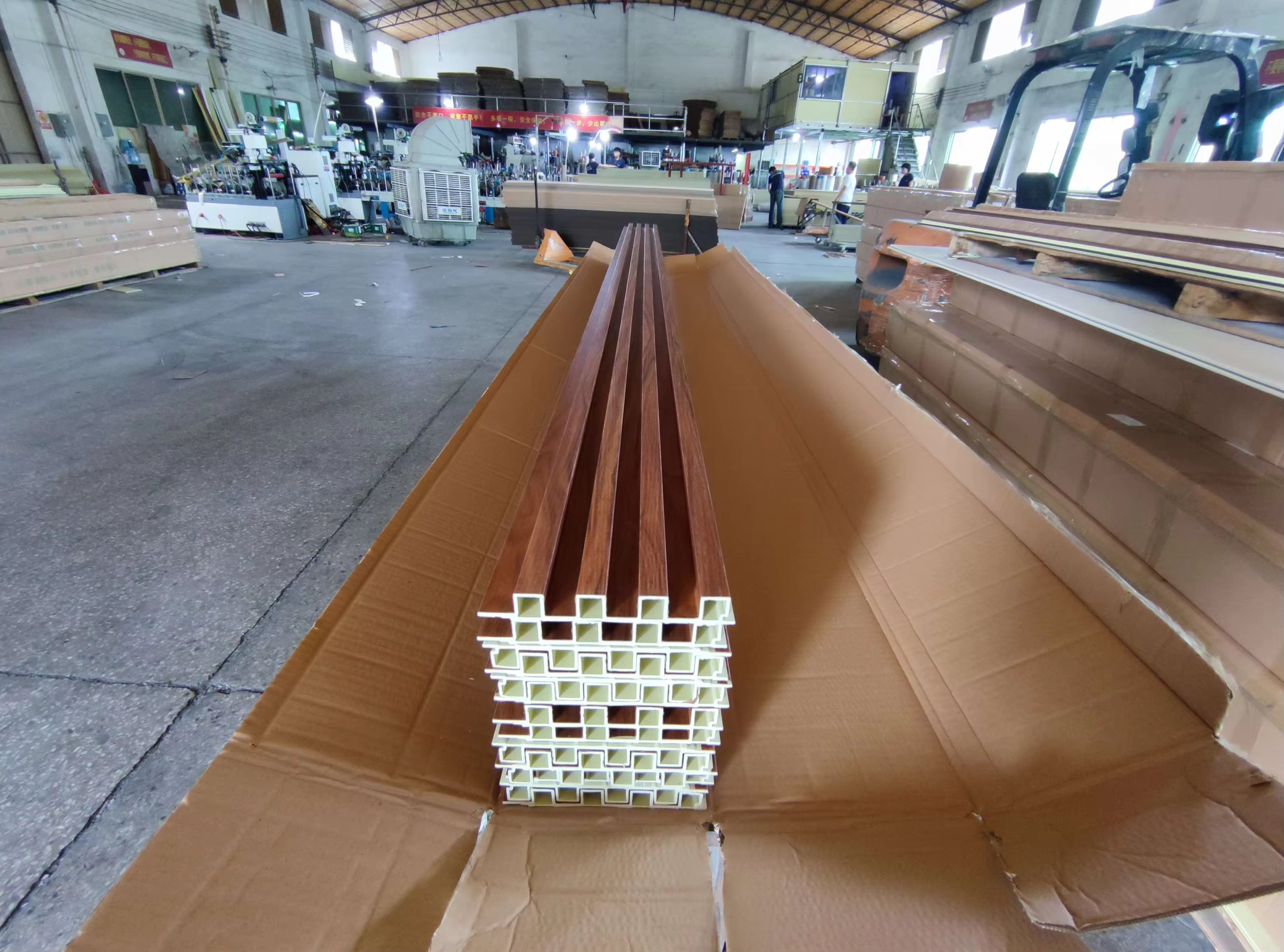 WPC wall panels warehouse and global shipping concept – import logistics